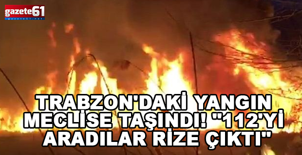 Trabzon'daki yangın meclise taşındı! "112'yi aradılar Rize çıktı"