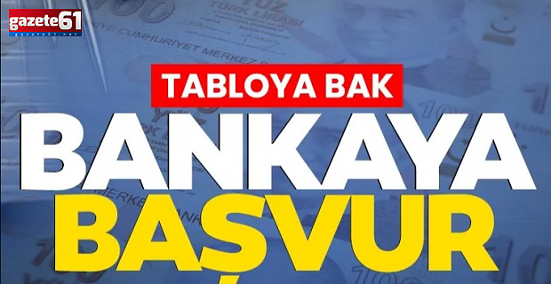  Tabloya bak bankaya başvur