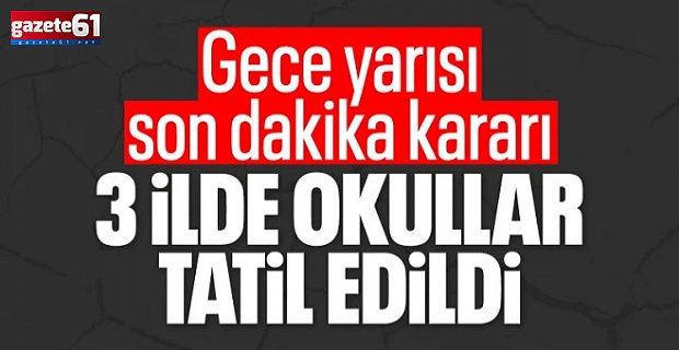 Üç İlde Okullar Tatil!