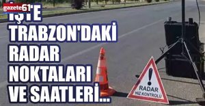 İşte bugün Trabzon’daki radar noktaları ve saatleri…